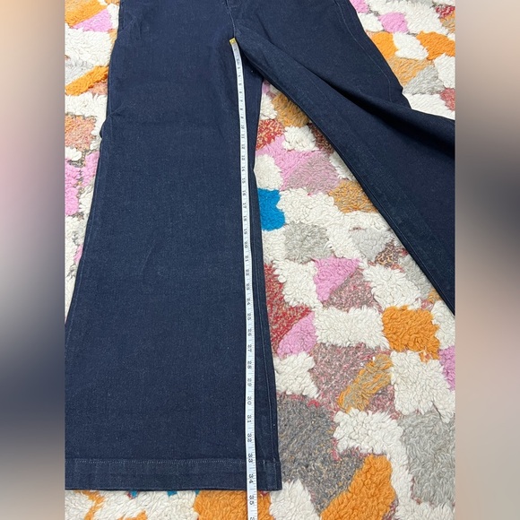 New Ann Taylor The Trouser Denim High Rise Wide Leg Jeans Size 12T Dark Wash - Picture 10 of 11